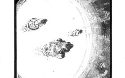 Trois crayonnés de Manchu pour la couverture du Magicien quantique de Derek Künsken qui paraîtra début 2020.